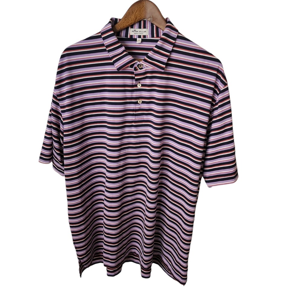 Peter Millar Holland Performance Jersey Polo Mens Striped XXL Golf Shirt